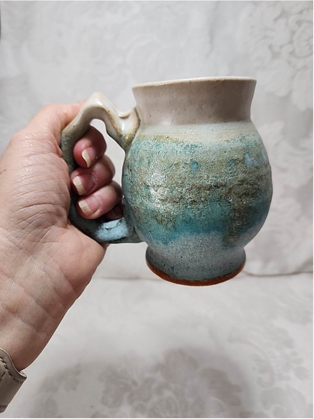 Studio Pottery Mug Turquoise Hand Thrown Signed 4 Inch Arizona - Picture 11 of 15